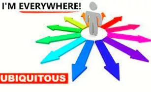 Ubiquitous - Seeming to be everywhere or in several places at the same time, something that is very common.