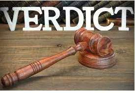 Verdict  - An official judgment made in court.