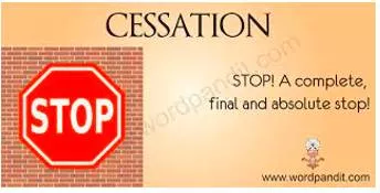 Cessation  - The stopping of something.
