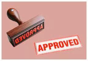 Imprimatur  - Official approval of something, given by a person in a position of authority.