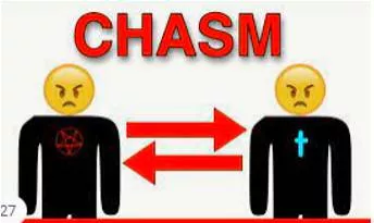 Chasm  - A very big difference between two people or groups, for example because they have different attitudes.