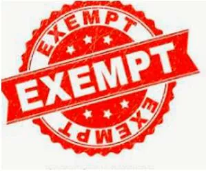Exempt  - Not affected by something.