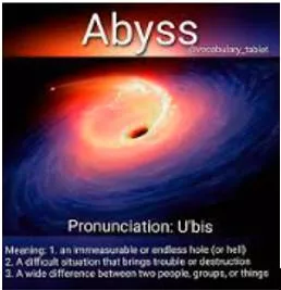 Abyss - A Very deep wide space or hole that seems to have no bottom.