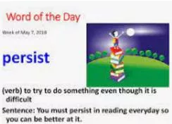 Persist  - To continue to do something despite difficulties or opposition, in a way that can seem unreasonable.
