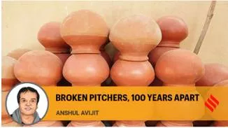 Broken pitchers  100 years apart