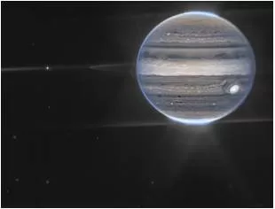 James webb space telescope shows jupiter's auroras  tiny moons