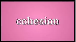 Cohesion - the act or state of keeping together.