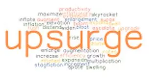 Upsurge - A sudden large increase in something.