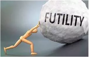 Futility - The fact of having no purpose because there is no chance of success