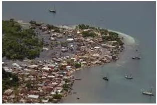 Inundation  - The fact of large amounts of water covering an area that is usually dry.