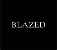Blazed  - To burn brightly and strongly.