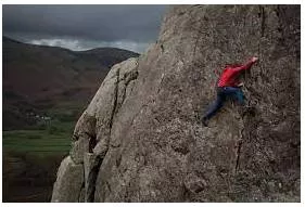 Scrambling - To climb quickly up or over something using your hands to help you; to move somewhere quickly.