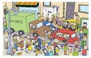 Commotion - A state of confused and noisy disturbance.