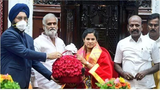 Chennai mayor front & centre  dmk’s latest bid to woo women voters ahead of erode east by poll