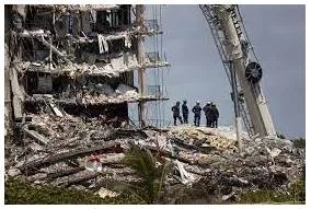 Collapsed - Having fallen down or given way.