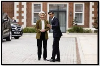 British’s pm rishi sunak and eu chief ursula von der leyen clinch brexit deal over northern ireland trade