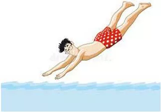 Plunged - Jump or dive quickly and energetically.