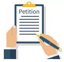 Petition - A formal written request, typically one signed by many people, appealing to authority in respect of a particular cause.