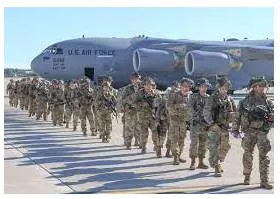 Deployed - To put soldiers or weapons in a position where they are ready to fight.