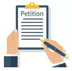 Petition - A formal written request, typically one signed by many people, appealing to authority in respect of a particular cause.