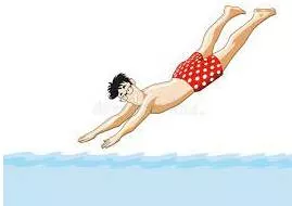 Plunged - Jump or dive quickly and energetically.