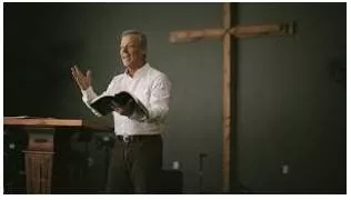 Preaching - The delivery of a sermon or religious address to an assembled group of people, typically in church.
