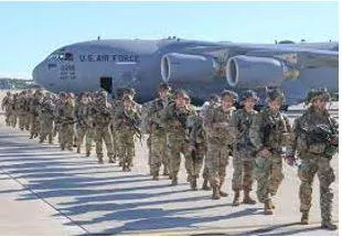 Deployed - To put soldiers or weapons in a position where they are ready to fight.