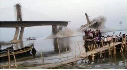 Bridge being built at ₹1 716 cr  over ganga in bihar collapses