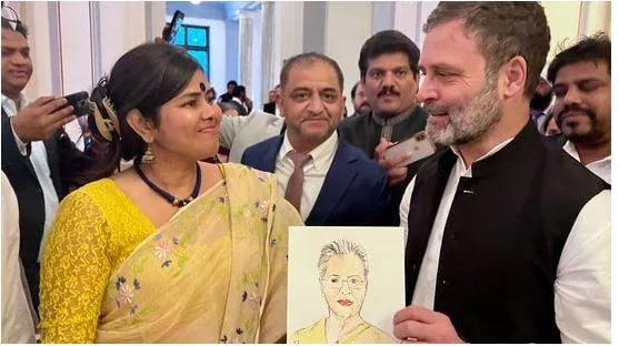 From one mother to…’  artist gifts rahul gandhi portrait of sonia in us