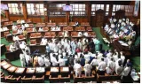 Karnataka speaker denies debate on poll promises  bjp stages dharna