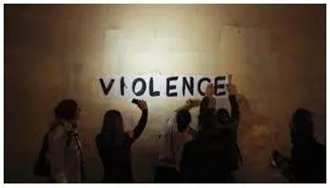 Violence - Behaviour involving physical force intended to hurt, damage, or kill someone or something.