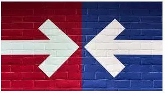 Polarization - Division into two sharply contrasting groups or sets of opinions or beliefs.