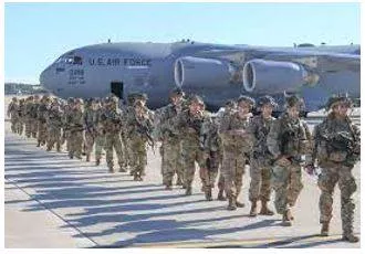 Deployed - To put soldiers or weapons in a position where they are ready to fight.