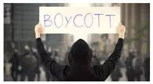 Boycott - Withdraw from commercial or social relations with (a country, organization, or person) as a punishment or protest.
