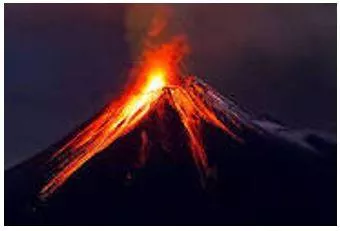Erupted - Become active and eject lava, ash, and gases.