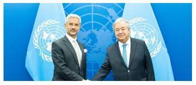 Jaishankar  guterres discuss reform of global financial institutions  sustainability