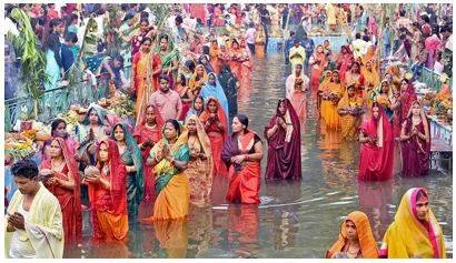 Devotees flock to over 1 000 artificial ponds for chhath celebrations