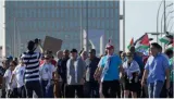 Thousands led by cuba's president march in havana in solidarity with palestinian people