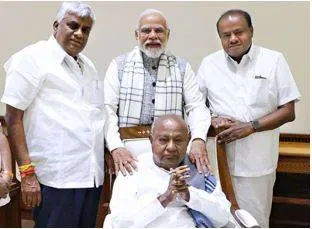 Kumaraswamy  deve gowda meet modi  seat sharing may be announced by jan  end