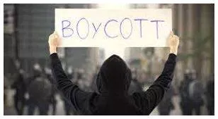 Boycott - Withdraw from commercial or social relations with (a country, organization, or person) as a punishment or protest.