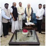 Dmk alliance mps meet shah  seek early release of relief funds