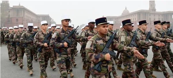 French marching contingent at republic day parade has members from india and nepal