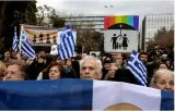 Greeks protest against same sex marriage and adoption reform