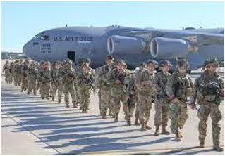 Deployed - To put soldiers or weapons in a position where they are ready to fight.