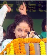 Teary kalpana soren makes political debut  blasts centre