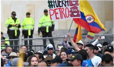 Thousands turn out across colombia to protest against president petro’s policies