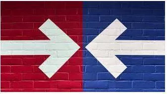 Polarizing - Division into two sharply contrasting groups or sets of opinions or beliefs.