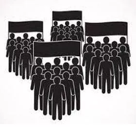 Faction - A small organized dissenting group within a larger one, especially in politics.