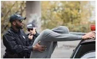 Frisking - To use your hands to search someone's body when they are wearing clothes to see if they are hiding illegal objects or weapons.