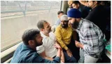 Rahul gandhi takes a ride in delhi metro  interacts with passengers | watch